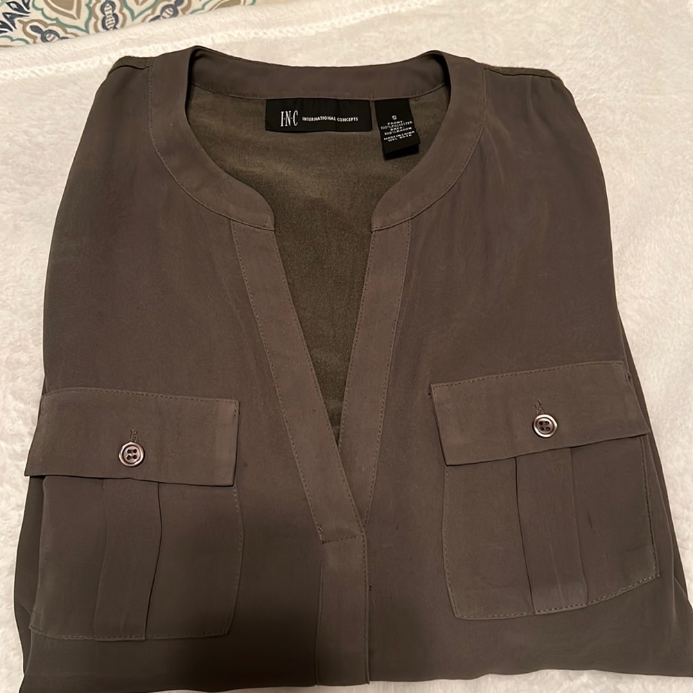 INC Ladies Blouse- olive green color